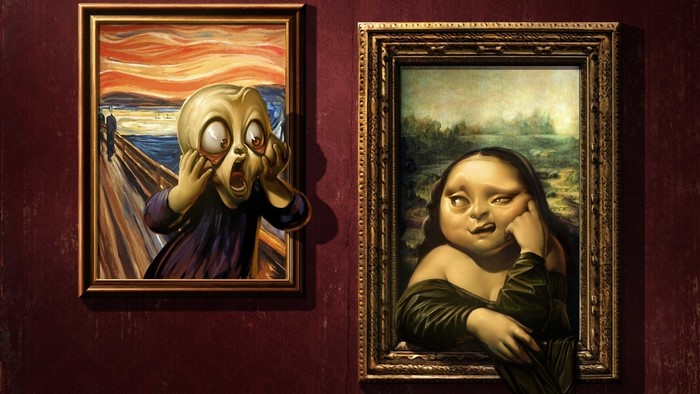 Humorous parodies of Mona Lisa and The Scream