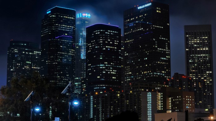 Los Angeles skyscrapers at night
