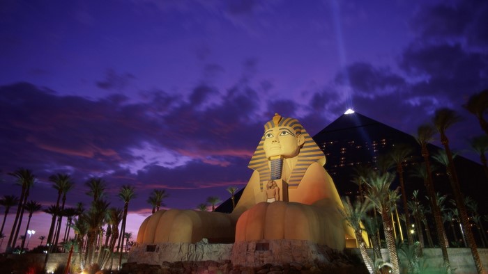 Luxor Hotel Casino Sphinx and Pyramid at Dusk