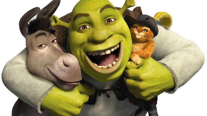 Shrek, Donkey, and Puss in Boots from Shrek
