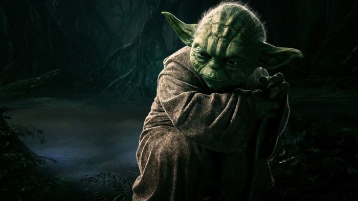 Yoda from Star Wars on Dagobah