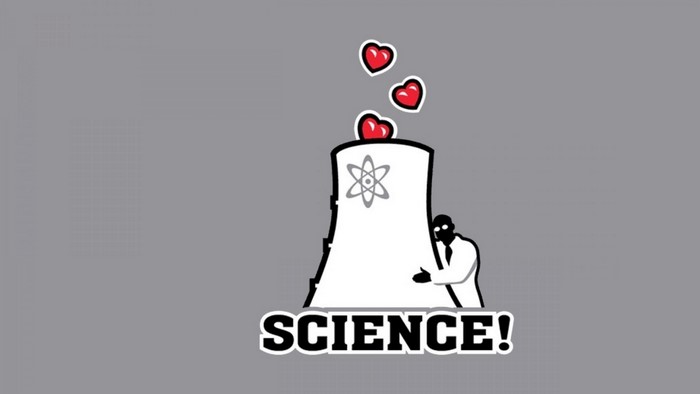 Nuclear Plant with Hearts and Science Symbol