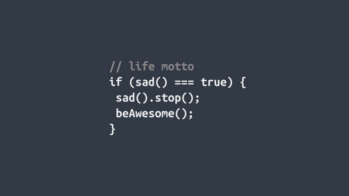 Code snippet: life motto