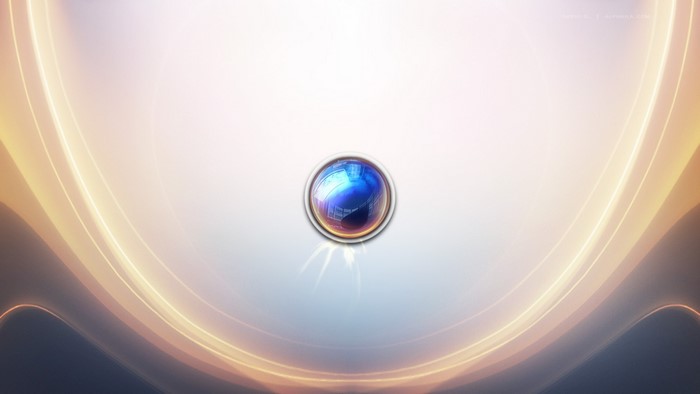 Abstract glowing orb with light streaks