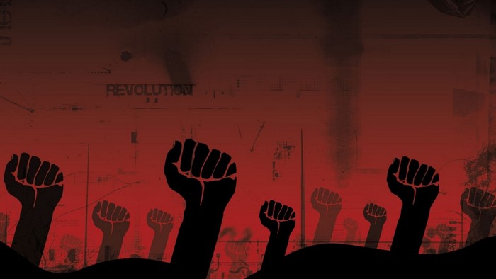 Revolution fists raised