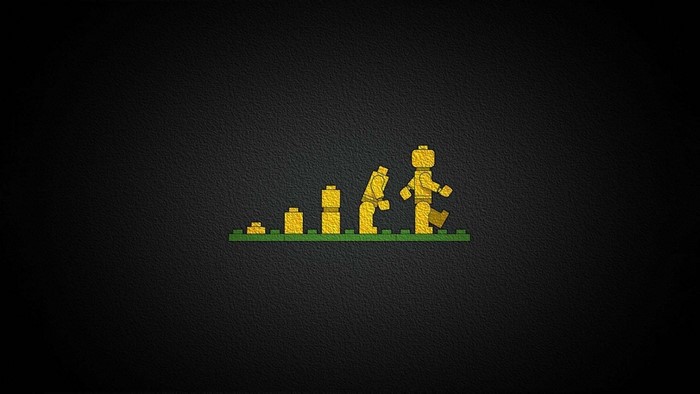 Lego Man Evolution on Black Background