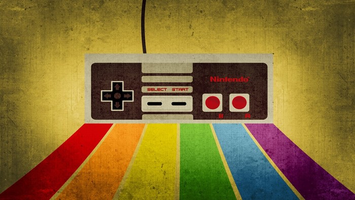 Retro Nintendo Controller with Rainbow Stripes