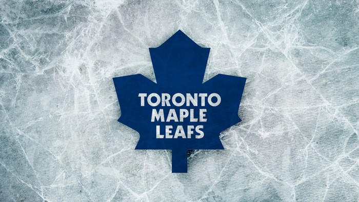 Toronto Maple Leafs logo on ice