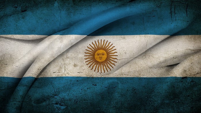 Flag of Argentina with Sun of May emblem