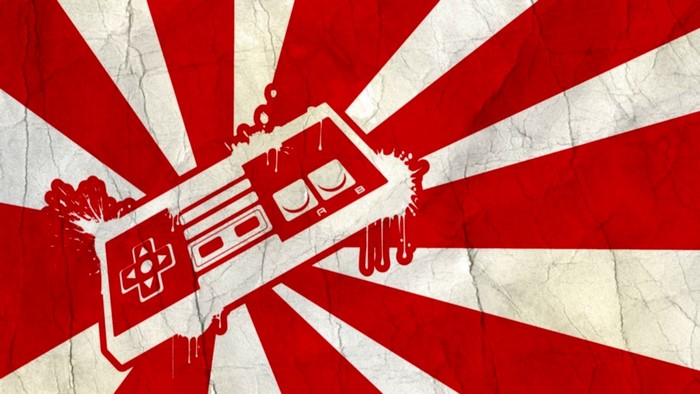 Nintendo Controller on Rising Sun Background