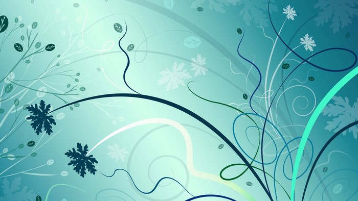 Abstract Teal and Blue Floral Swirls