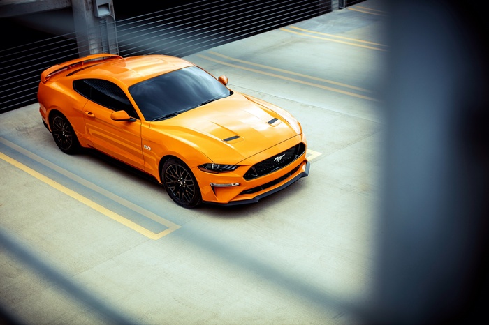 Orange 2018 Ford Mustang 5.0