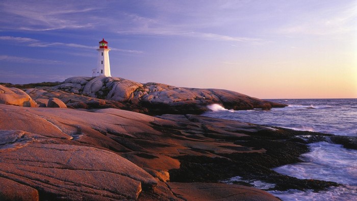 Peggys Cove Lighthouse at sunset