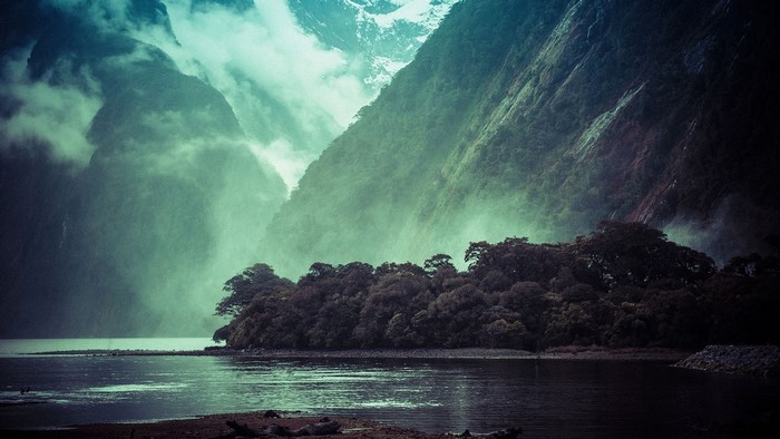 Misty Mountains and Lake in New Zealand