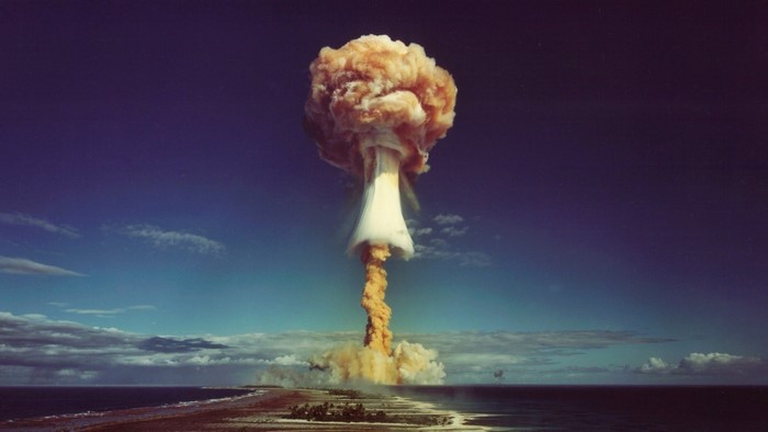 Nuclear Bomb Test Mushroom Cloud Over Ocean