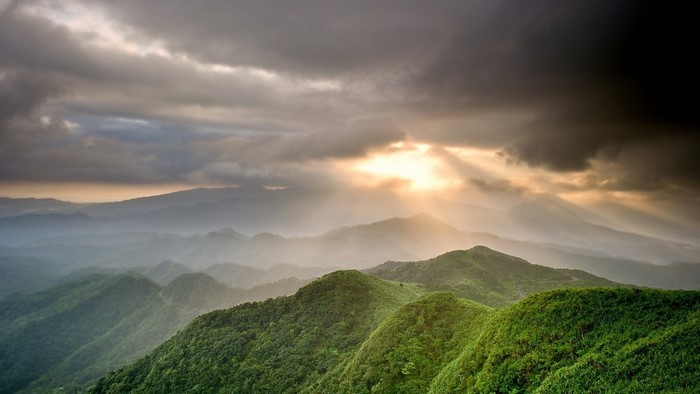Mountain Landscape with Sunbeams