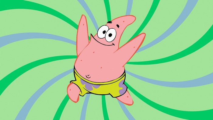 Patrick Star from Spongebob Squarepants on green background