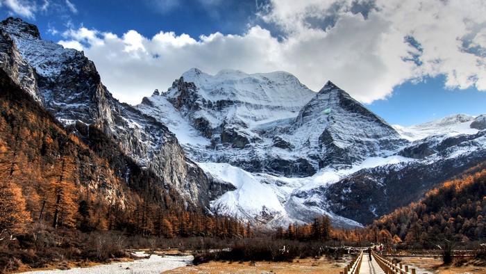 Snow-capped mountains in Sichuan, China