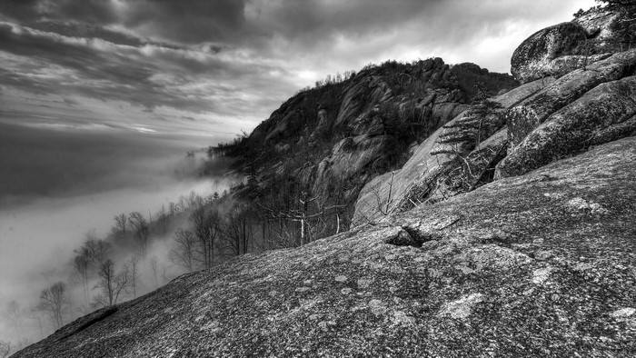 Misty Mountains Black And White Landscape