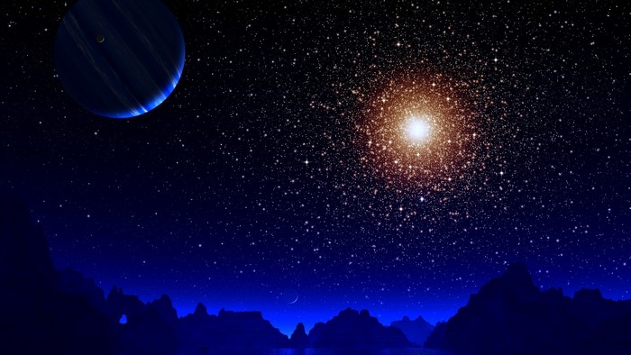 Planet and stars in deep space