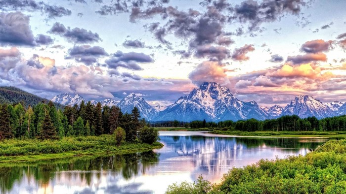 Grand Teton Landscape with River and Mountains