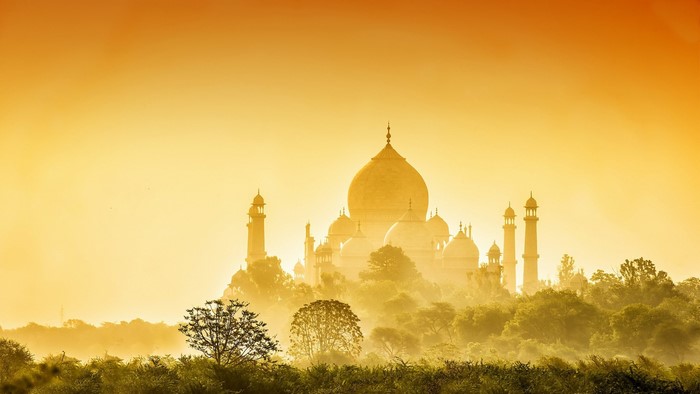 Golden Taj Mahal at Sunrise