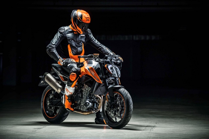 KTM Duke 790 motorcycle with rider