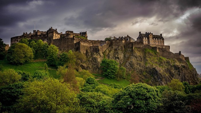 Edinburgh Castle on a rocky outcrop