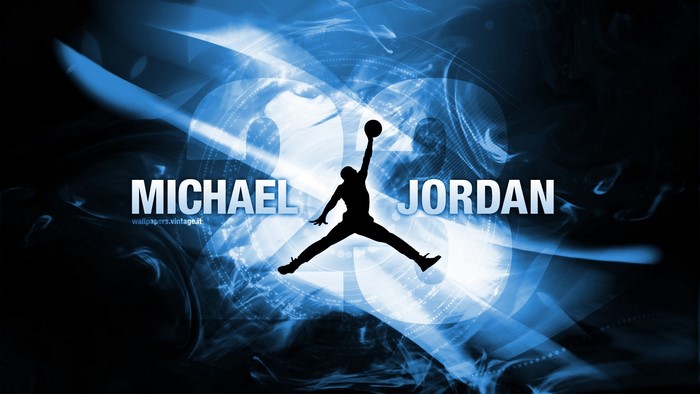 Michael Jordan silhouette with Air Jordan logo