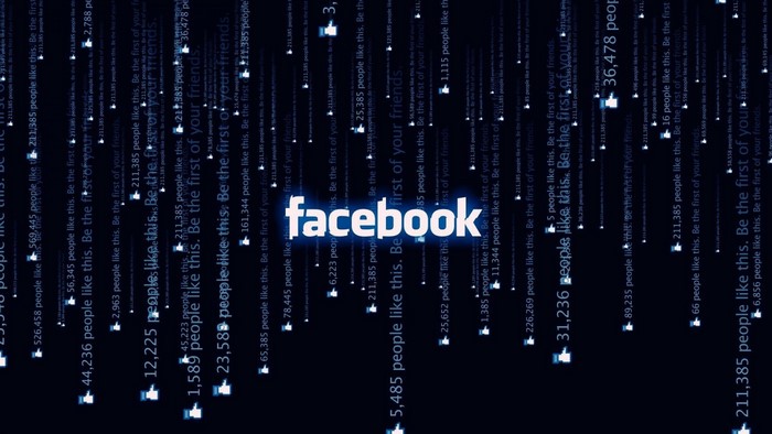 Facebook logo with social media statistics