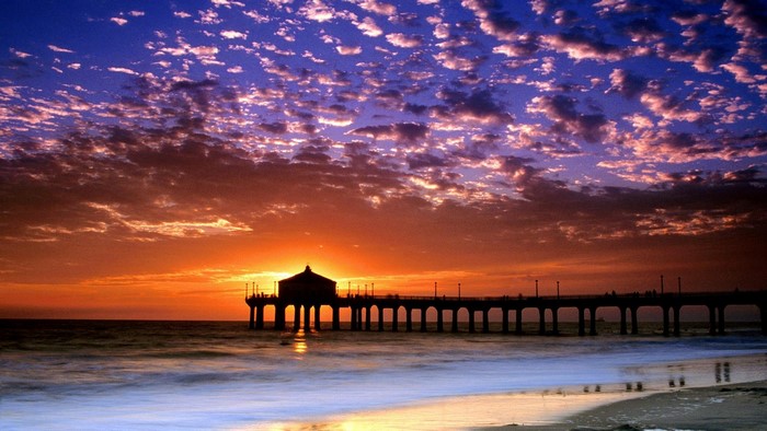 Colorful Sunset Over Manhattan Beach Pier
