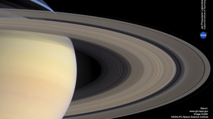 Saturn and its rings from space