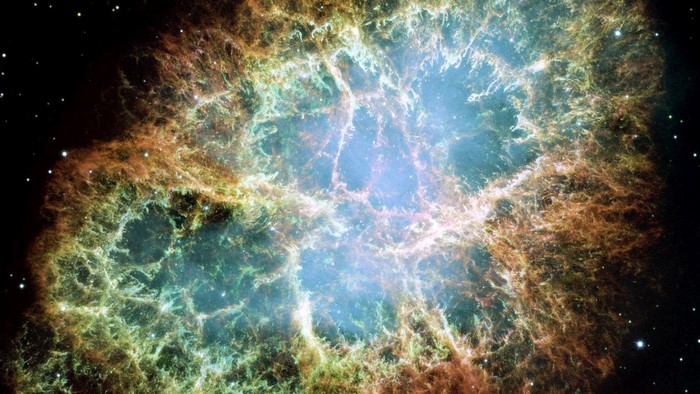 Crab Nebula in Turquoise and Orange