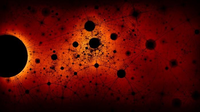 Abstract space design with black circles and lines