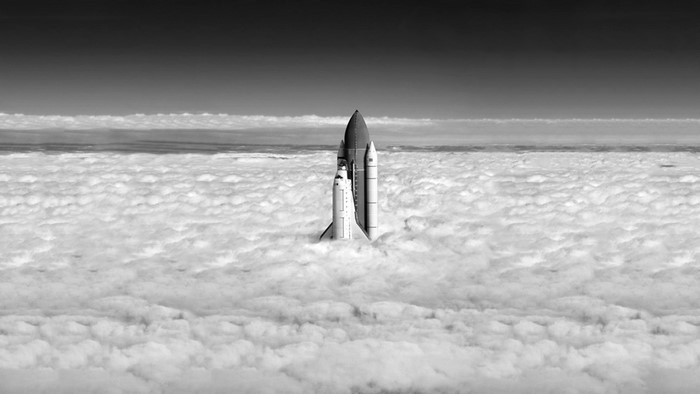 Space Shuttle above clouds