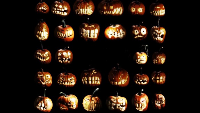 Collection of Carved Halloween Pumpkins