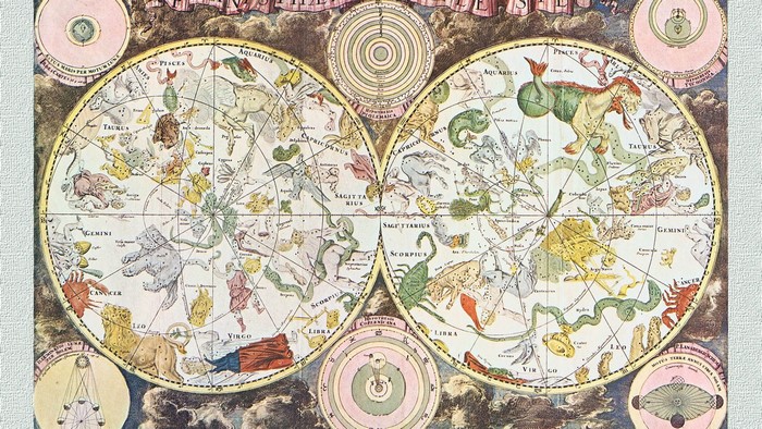 Celestial Map of the Zodiac and Constellations