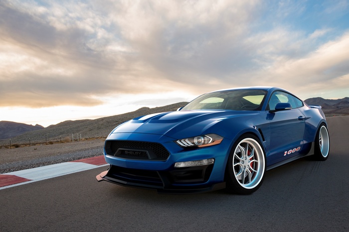 Blue Shelby 1000 Mustang on a Racetrack 4K