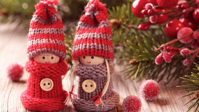 Christmas Gnomes with Pine Branches and Berries