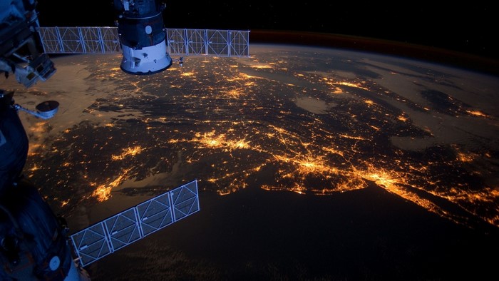 Earth at Night from Space with Satellites