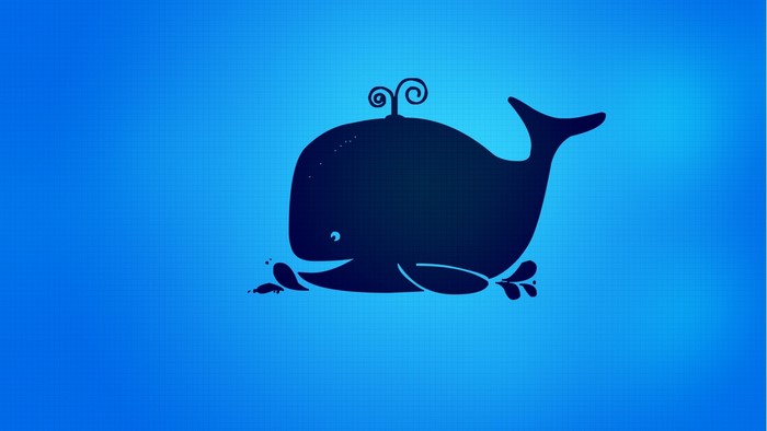 Blue whale silhouette on blue background
