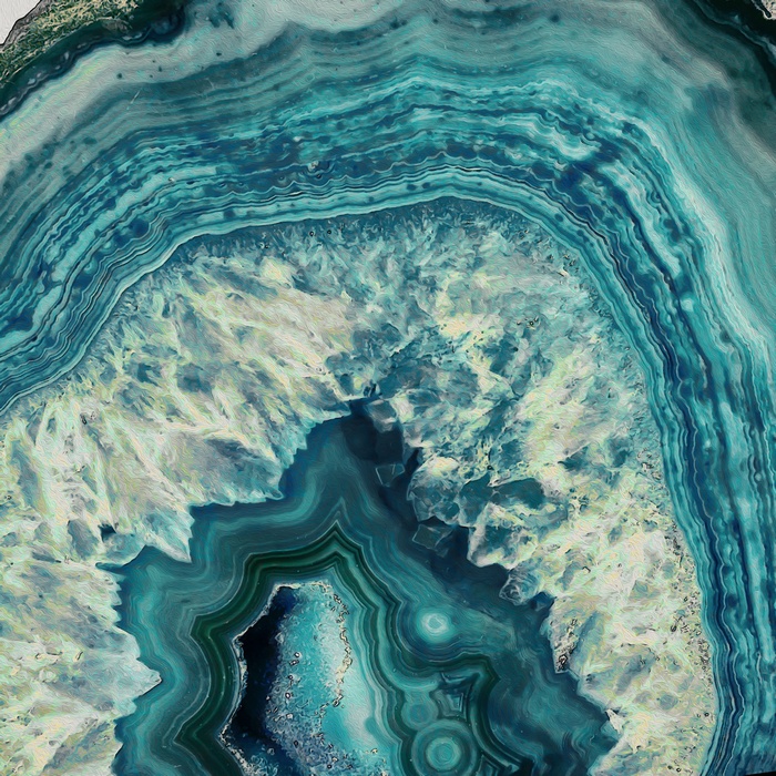 Close-up of a blue and white agate slice