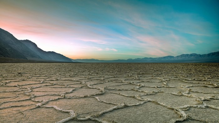 Death Valley Salt Flat Landscape at Sunset