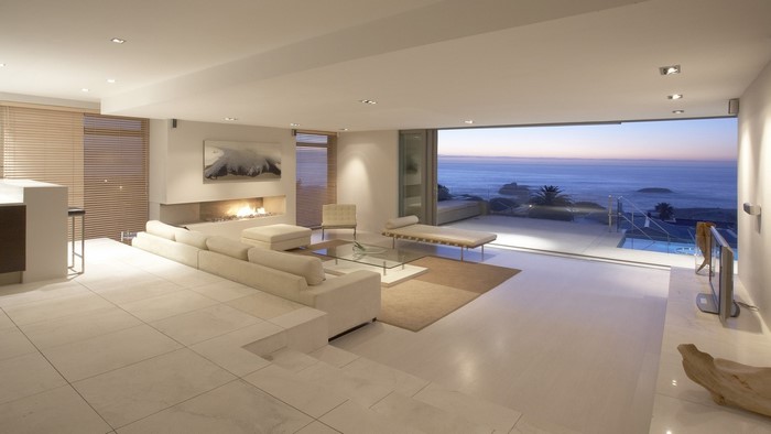 Modern Beach House Living Room with Ocean View