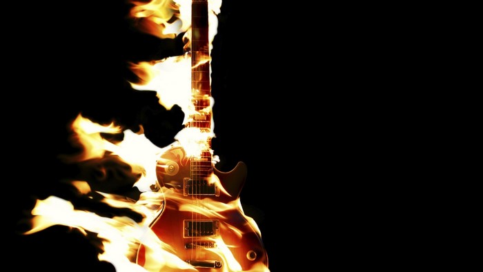 Flaming Les Paul Guitar
