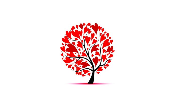 Tree of red hearts