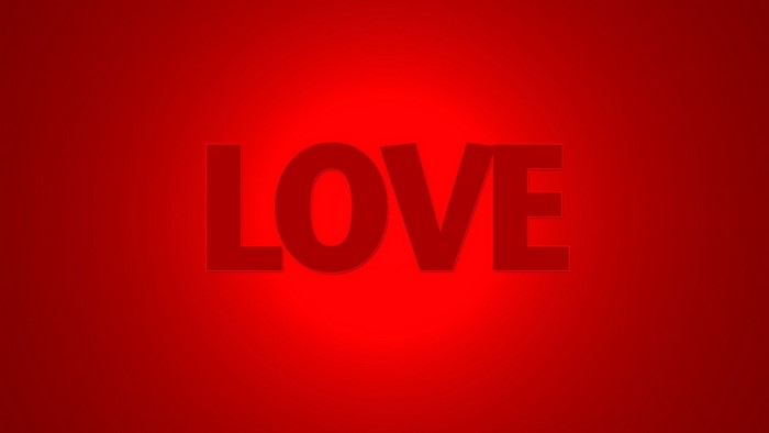 The word LOVE in red