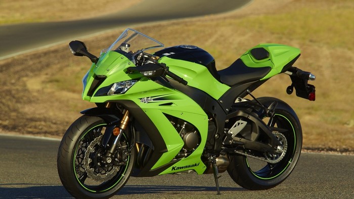 Green Kawasaki Ninja Sport Bike on Road