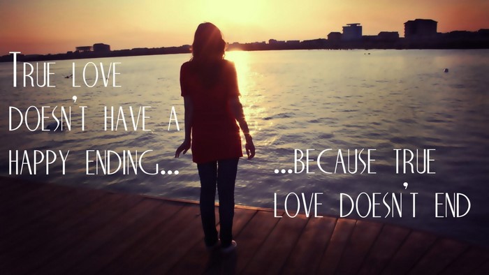 True Love Quote Over Sunset Background