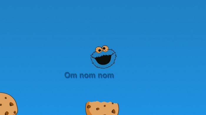 Cookie Monster from Sesame Street saying Om nom nom